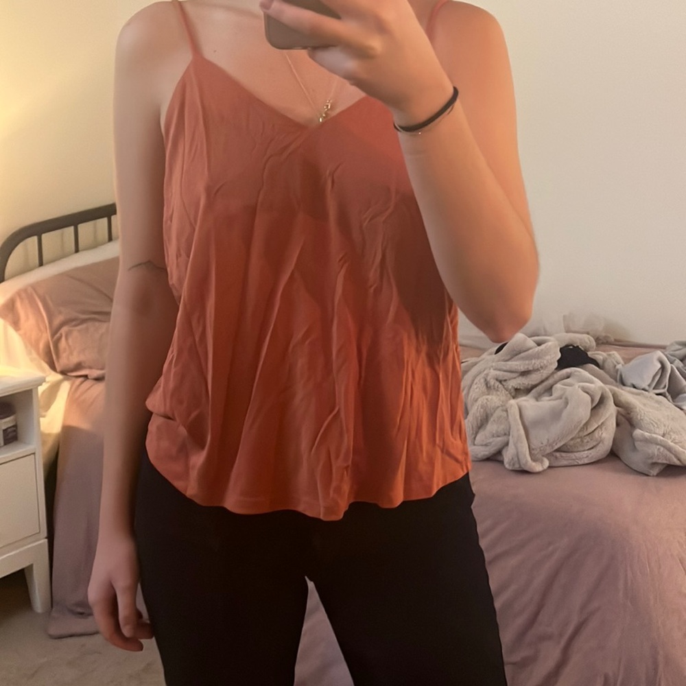 Burnt orange silky tank top